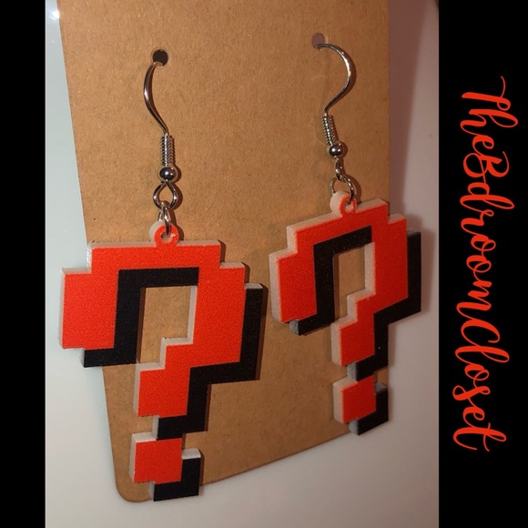 NEW! Question Mark Super Mario Style Earrings - Picture 6 of 6